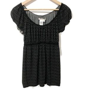 MAX STUDIO  | Black & Gold Empire Waist Top Size M